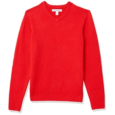 Image of Amazon Essentials Men&#039;s Long Sleeve Soft Touch V Neck Jumper, Red, XL
