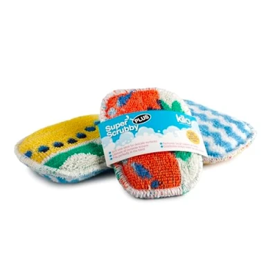Image of Kilo Non Scratch Washing Up Super Scrubby Sponge/Scouring Pad, Double Sided Eco Freindly Cotton Mini Cleaning Cloth Scourer (Set of 3)
