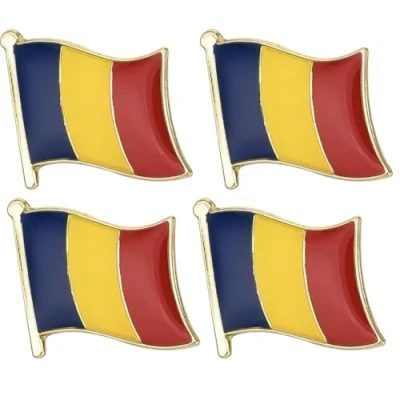 Image of Set of 4 x Flag Romania Romanian Pin Badges Enamel Metal