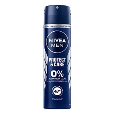 Image of NIVEA MEN Protect &amp; Care Deodorant Spray (150 ml), without Aluminium (ACH) for a Long Lasting Fresh Skin Feeling, Nourishing with 48 Hour Protection