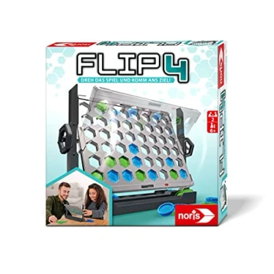 Image of Noris Flip4 606064599 Classic Game Row of 4 for Spinning Children from 6 Years, Strategy 2 Players