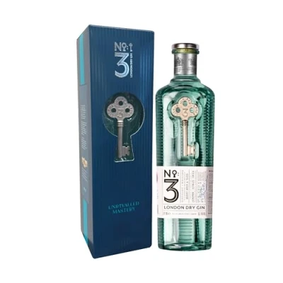 Image of No.3 London Dry Gin Amazon Exclusive Box 70cl, Voted Best in The World 4 Times,Great Cocktails Including Martini,Cocktail Mixer for Negroni, &amp; Tonic, Tom Collins, 46% ABV