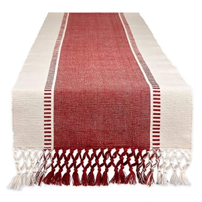 Image of DII Woven Table Runner, Cotton, Barn Red, 13x72