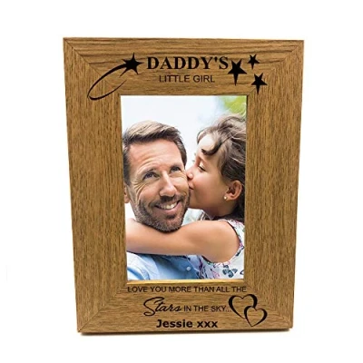 Image of ukgiftstoreonline Personalised Daddy&#039;s Little Girl Portrait Wooden Photo Frame Gift (5 x 7 Inch)