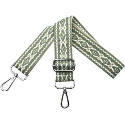 Image of Adjustable Shoulder Strap for Bags, Women&#039;s Carry Strap, Bag Straps Changing, Wide 3.8 cm with Silver Carabiner, Bag, Handbags, Light Green, N12