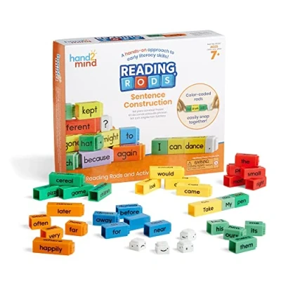 Image of Learning Resources Reading Rods Sentence Construction, Learn to Read, Building for Kids, Parts of Speech Linking Cubes, Read Toys, Tools Kids