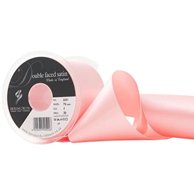 Image of Berisfords Double Faced Satin Ribbon, Pink, 70 mm Width, 20 metre Length