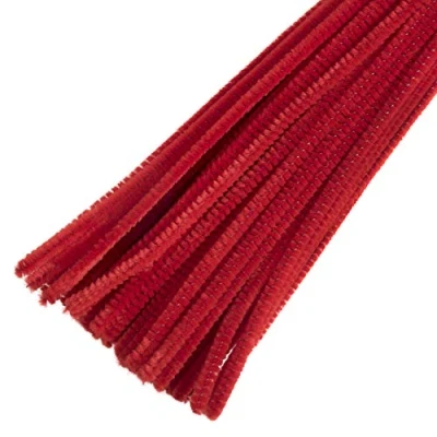 Image of Trimits Craft Synthetic Chenille Stem Pipe Cleaners, 30cm x 6mm, Red