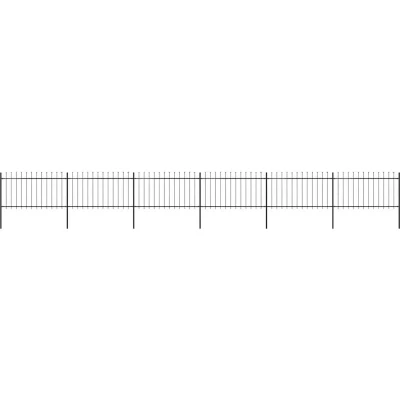 Image of vidaXL Garden Fence with Spear Top Steel 10.2x1 m Black
