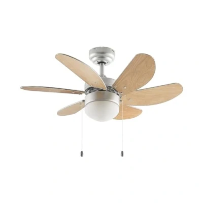 Image of Lindby ceiling fan with light Minja, silver, quiet, 78cm