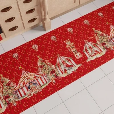 Image of PETTI Artigiani Italiani Christmas Kitchen Mat, Runner, Non Slip and Washable Mat for Christmas, 52 x 240 cm, Made in Italy