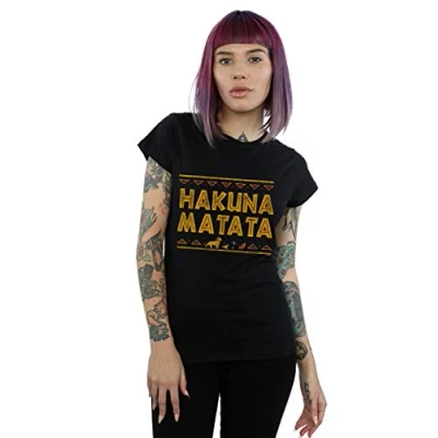 Image of Disney Women&#039;s The Lion King Hakuna Matata T Shirt Black Large