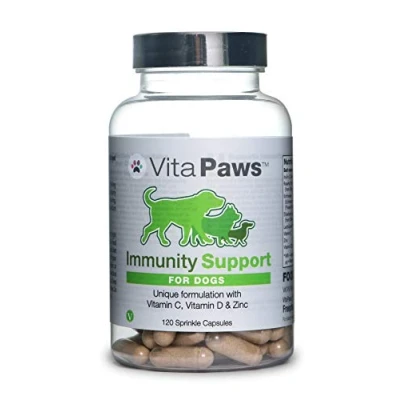 Image of Immune Support Supplement for Dogs Vitamin C, D &amp; Zinc Chicken Flavour 120 Capsules = Up to 4 Month Supply