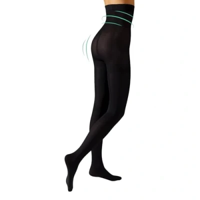Image of CALZITALY High Waist Tights Opaque Shaping Winter Pantyhose 80 Den Black, Blue S, M, L, XL Italian Hosiery (M, Black)