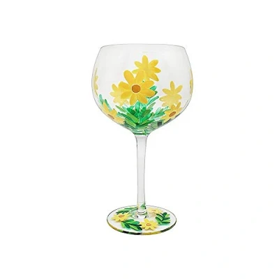 Image of The Leonardo Collection Hand Painted Daisy Flower Gin Glass by Lynsey Johnstone with Gift Box, Multicoloured, JNS_475166