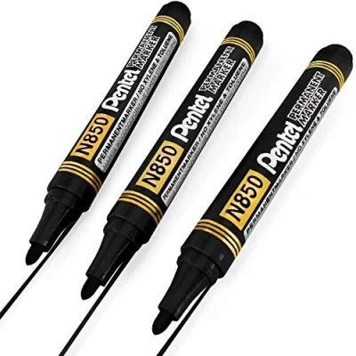Image of Pentel N850 Permanent Marker Pens 4.2mm Bullet Tip Pack of 3 Black