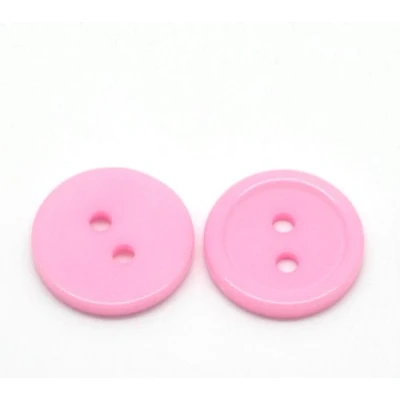 Image of 25pcs Pink Round 15mm Ridged Resin Buttons with 2 Sewing Holes. for Cardmaking, Scrapbooking and Other Crafts