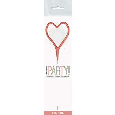 Image of Dazzling Birthday Rose Gold Glitz Heart Sparkler (17cm) Stunning &amp; Unique Party Decor Perfect Centerpiece or Cake Topper 1 Pc