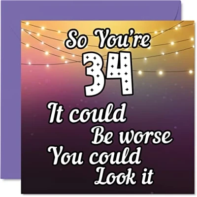 Image of Fun 34th Birthday Cards for Men Woman Look It Funny Card Dad Mum Son Daughter Brother Sister Uncle Auntie Cousin, 145mm x Greeting Cards,