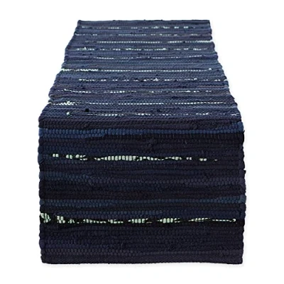Image of DII Everyday Machine Washable Chindi Rag Table Runner, 14 X 72, Nautical Blue