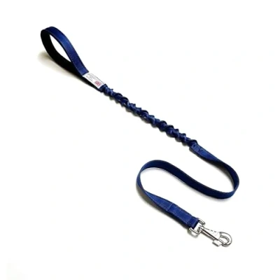 Image of Dog Lead With Shock Absorbing Bungee Cord Training Walking Leash Soft Padded Handle (Navy, 45&quot; (1.1 Metres))