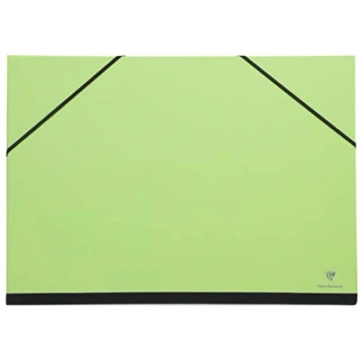 Image of Clairefontaine Ref 144804C Art Folder with Elastic Straps Closure Green Colour Customisable Vellum Card Surface, Suitable for 24 x 32cm Sized Documents
