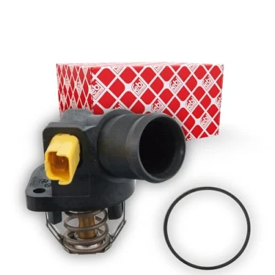 Image of 1336Z2, 9650926280 Engine thermostat FEBI BILSTEIN 170586 103C with Temperature Switch housing PEUGEOT: 207 Hatchback, SW, 1007 Hatchback
