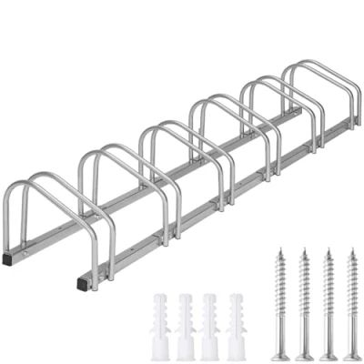 Image of tectake® Bike Rack Made of Robust, Coated Steel, Space Saving &amp; Stable Construction, Floor or Wall Mounting, Universal Stand for Standard Tyres, Parking Bicycle Indoor Outdoor Storage