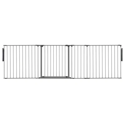 Image of Safetots Premium Multi Panel Room Divider, up to 259cm Wide, Grey, 70cm Tall, Flexible Barrier, Divider with Door for Baby and Toddler, Easy Installation