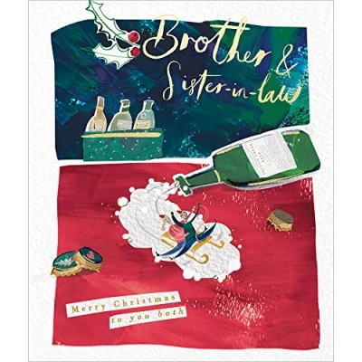 Image of Brother &amp; Sister In Law Festive Cheer Beer Christmas Card Xmas Greeting Cards 495021
