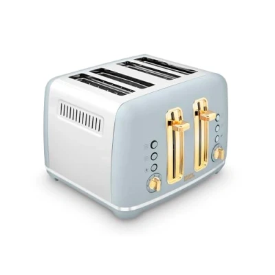 Image of Morphy Richards Accents Gold 4 Slice Toaster, Variable Browning, Removable Crumb Tray, 2200W, Matte Ocean Grey/Gold, 242046
