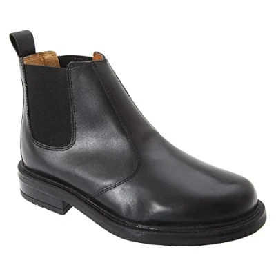 Image of Mens &#039;Roamers&#039; Fashion Leather Chelsea Boots Black Leather, UK 12 / EU 46