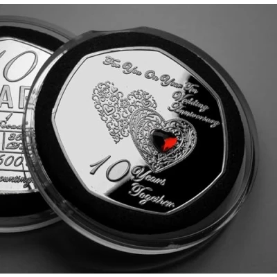 Image of The Commemorative Coin Company For You On Your 10th TIN WEDDING ANNIVERSARY in Capsule. Gemstone. Gift/Present.