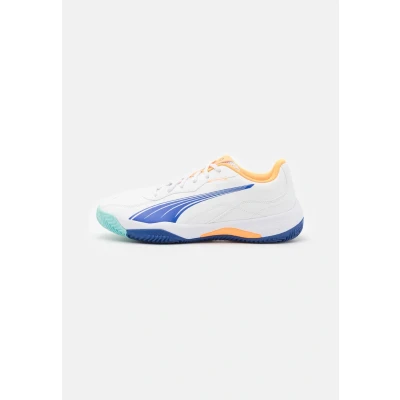 Image of Puma NOVA Smash Padel shoes, Men&#039;s, Size: 12, White/vivid blue/heat fire/black High quality imitation leather