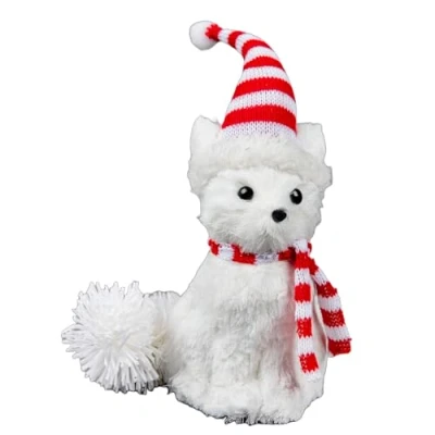 Image of SHATCHI 20cm Arctic Fox Figure Christmas Tabletop Centrepiece Showpieces Home Art &amp; Craft Xmas Party Window Décor