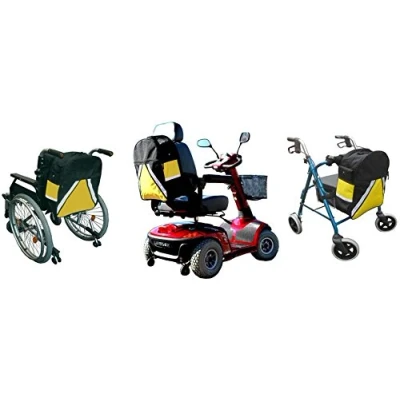 Image of High Visibility Wheelchair and Mobility Scooter Bag with 1 X Crutch Walking Stick Holder.