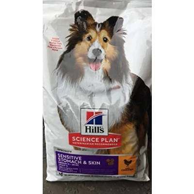 Image of Hills Science Adult 1+ Sensitive Stomach And Skin Medium With Chicken Dry Dog Food 14kg