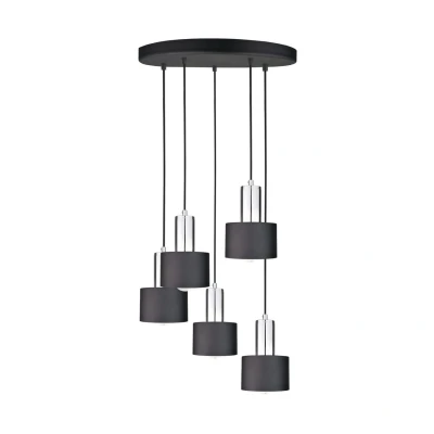 Image of Luce Cluster Pendant Ceiling Light Black, Silver, 45cm, 5x E27