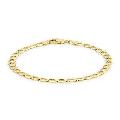 Image of Carissima Gold Women&#039;s 9 ct Yellow 4.8 mm Diamond Cut Flat Curb Chain Bracelet of Length 20 cm/8 Inch
