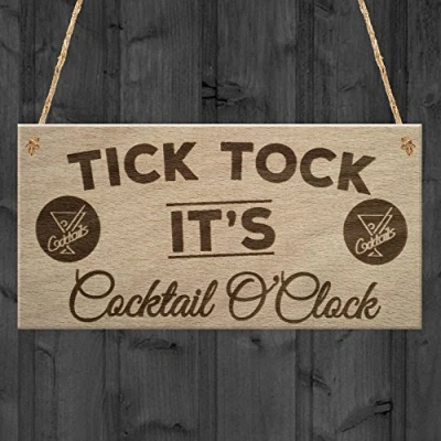 Image of RED OCEAN Cocktail O&#039;Clock Alcohol Man Cave Home Bar Shed Hanging Plaque Pub Gift Sign