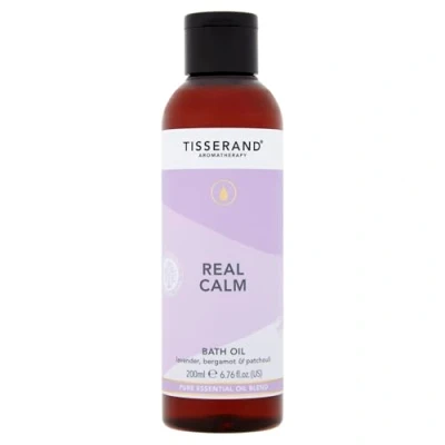 Image of Tisserand aromatherapy Real Calm Bath oil 100% pure essential Lavender, Bergamot, and Patchouli Calming 200ml