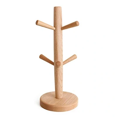 Image of BSTCAR Wooden Cup Holder, Can Hold 6 Cups, Rack Stand, Height: Approx. 31 cm