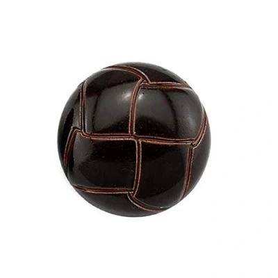 Image of Anjing 10 Pcs Plastic Round Buttons Imitation Leather Pattern for Suit Dress Coat Embellish Coffee 15mm