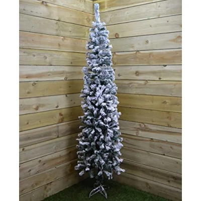 Image of 5.5ft (1.7m) Premier Snow Flocked Spruce Pine Slim Christmas Tree in Green