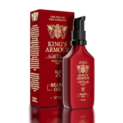 Image of King&#039;s Armour Beard Oil (50ml) Softens, Strengthens, Grows &amp; Conditions Unique Oils of Jojoba, Argan and Sweet Almond Refreshes All Day Long with Its Magical Fragrance