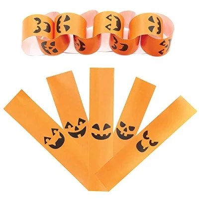 Image of Baker Ross FX255 Pumpkin Paper Chains Pack of 200, Halloween Decorations for Kids, Arts and Crafts