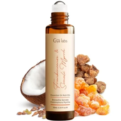 Image of Gya Labs Myrrh and Frankincense Roll On 100% Natural &amp; Oil for Body Pure Essential Skin, Comfort (10 ml)