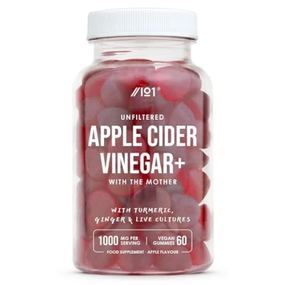 Image of Apple Cider Vinegar Gummies with The Mother 1000mg 60 Vegan Enhanced Turmeric, Ginger &amp; Probiotics (30 Day Supply) by Alpha01