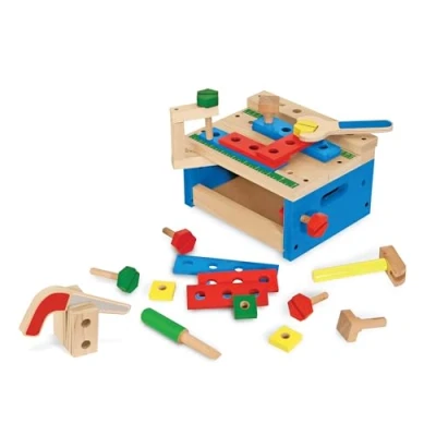 Image of Melissa &amp; Doug 19386 Hammer and Saw Tool Bench Pretend Play Set 3+ Gift for Boy or Girl, 24.13 cm*19.05 cm*20.32 cm