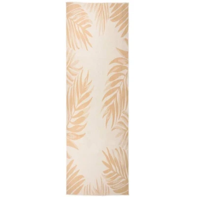 Image of vidaXL Outdoor Flatweave Rug 80x250 cm Leaf Pattern